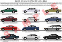 Ford EB series Falcon model chart 1991 - 1993 poster
