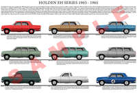 Holden EH series 1964 - 1965 model chart poster print