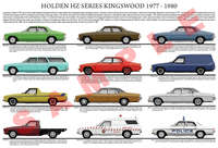 Holden HZ Kingswood series model chart 1977-1980 poster