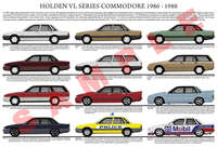 Holden VL Commodore series model chart 1986 - 1988 poster