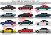 Holden VS Commodore series model chart poster